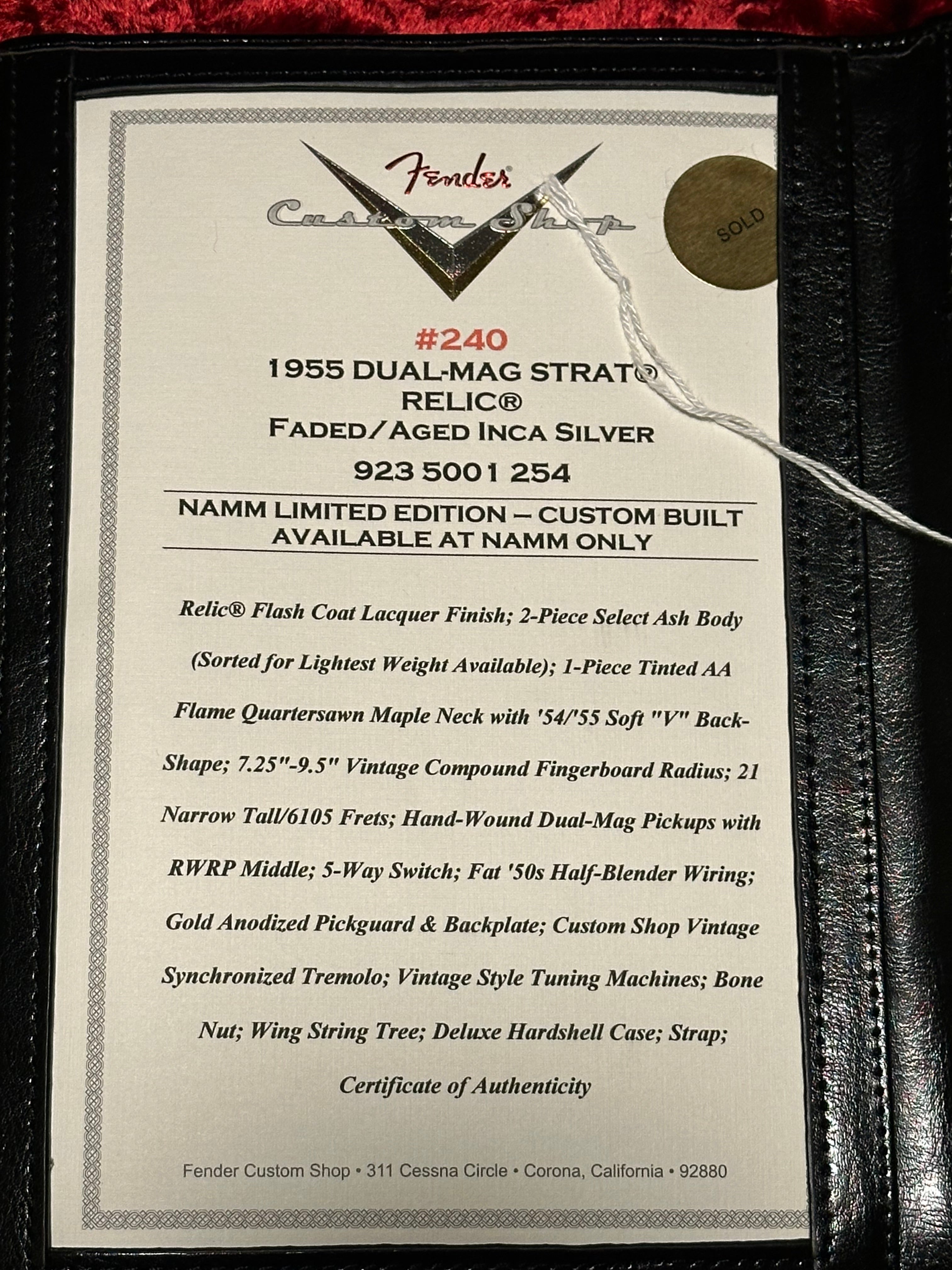 Fender Custom Shop '55 NAMM LTD Relic Stratocaster 2020 Inca Silver