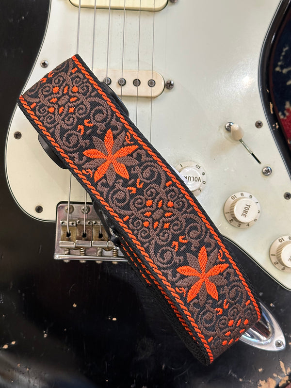 Fender guitar strap, Pasadena woven - Orange Wallflower