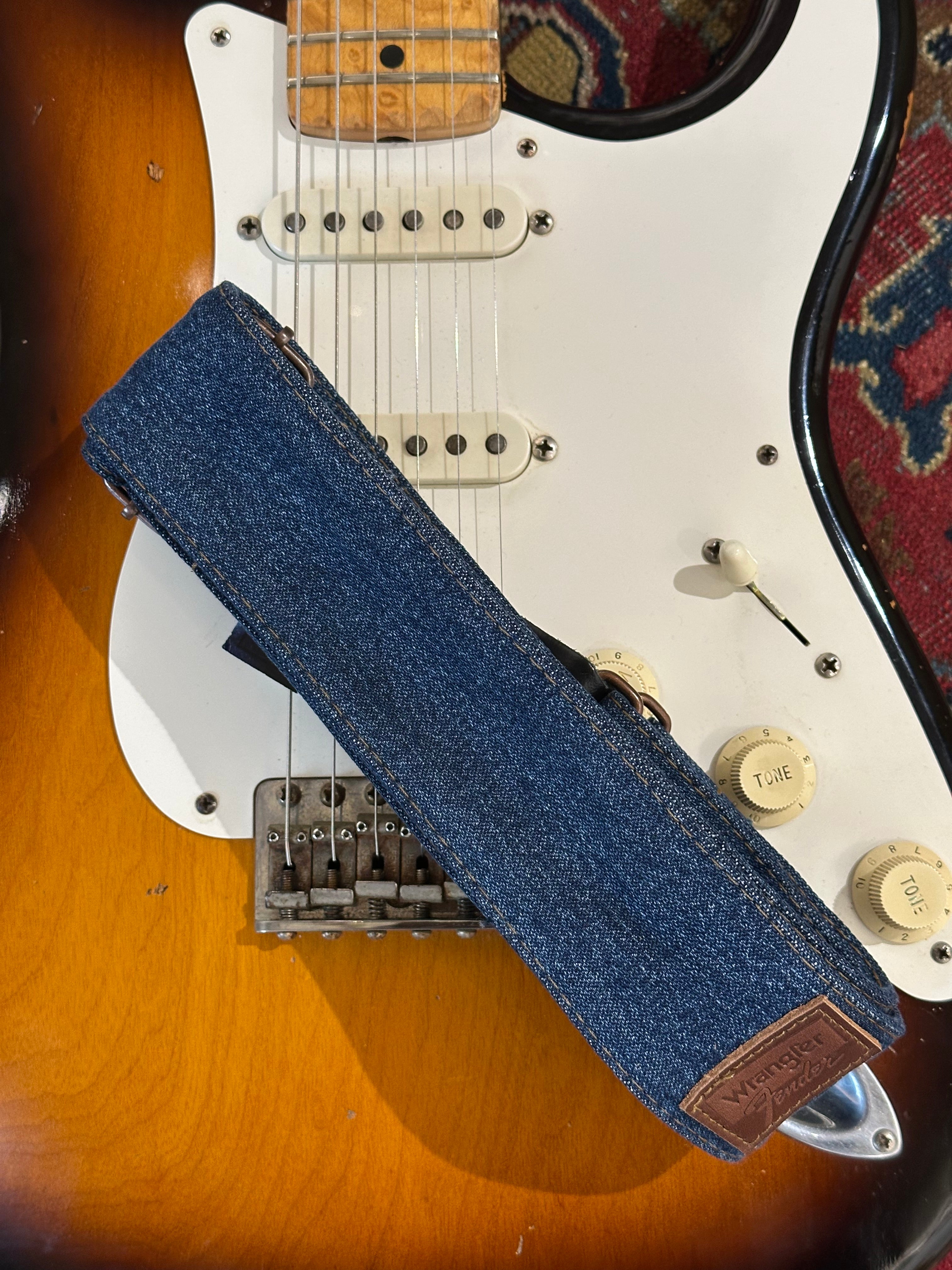 Fender Wrangler riveted denim strap, indigo