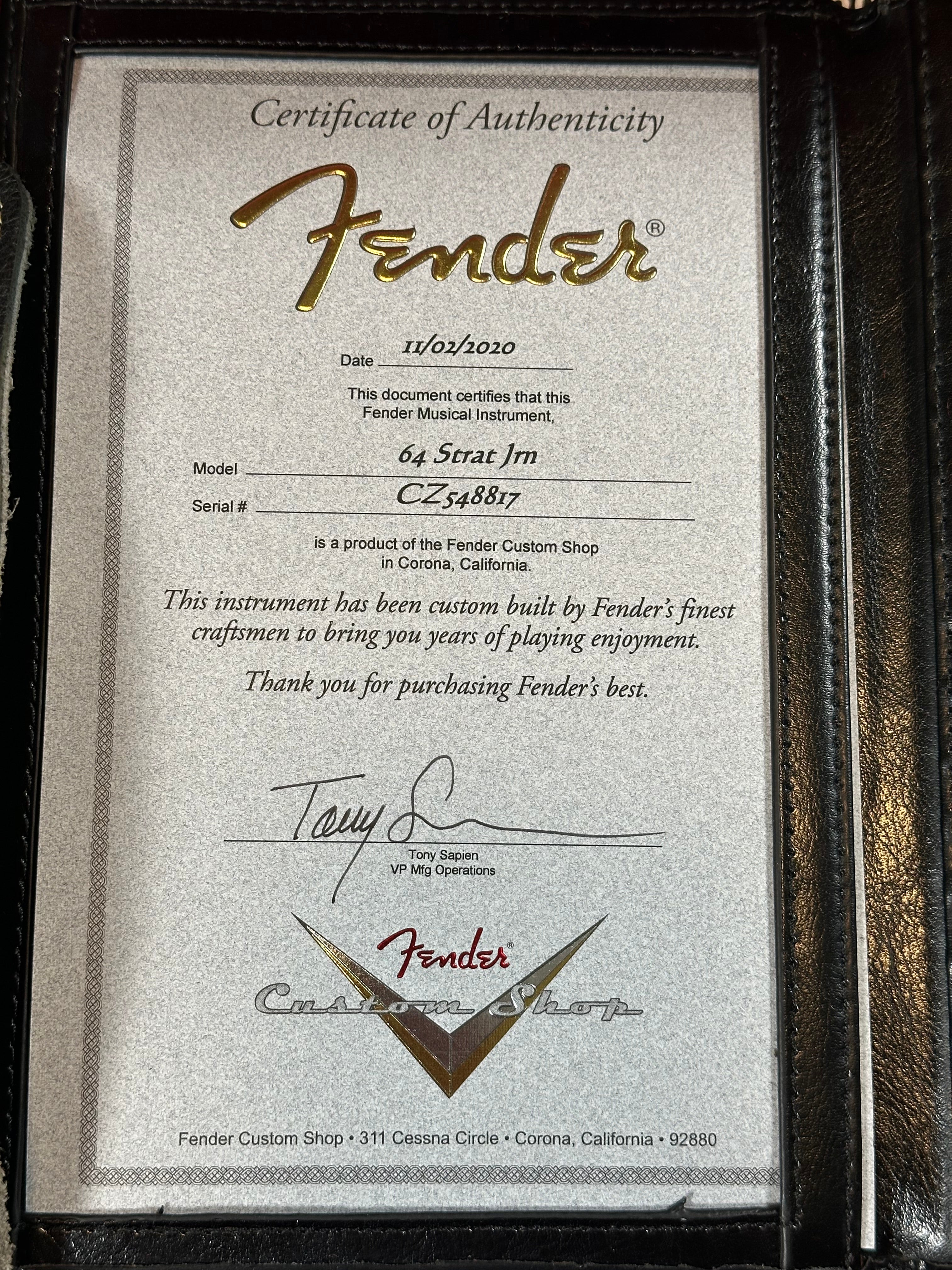 Fender Custom Shop '64 Journeyman Stratocaster 2020 Sonic Blue