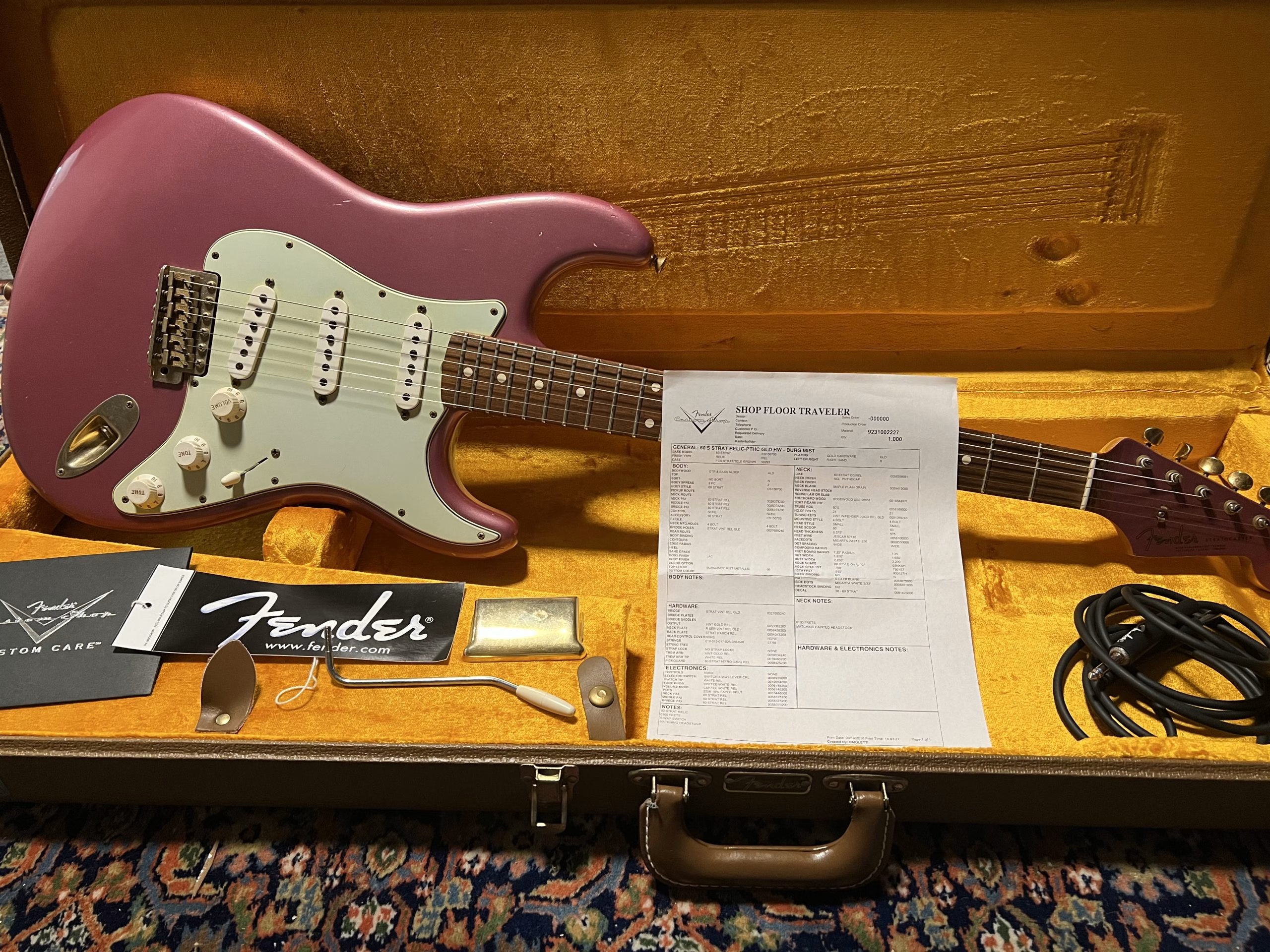 SOLD - 2013 Fender Custom Shop '60 Relic Stratocaster Burgundy Mist