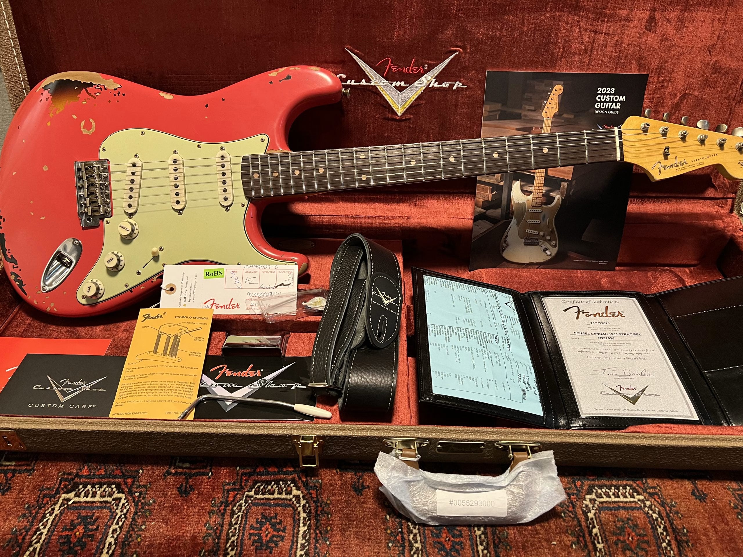 SOLD - 2023 Fender Custom Shop Michael Landau 63 Relic Stratocaster Fiesta Red over Sunburst