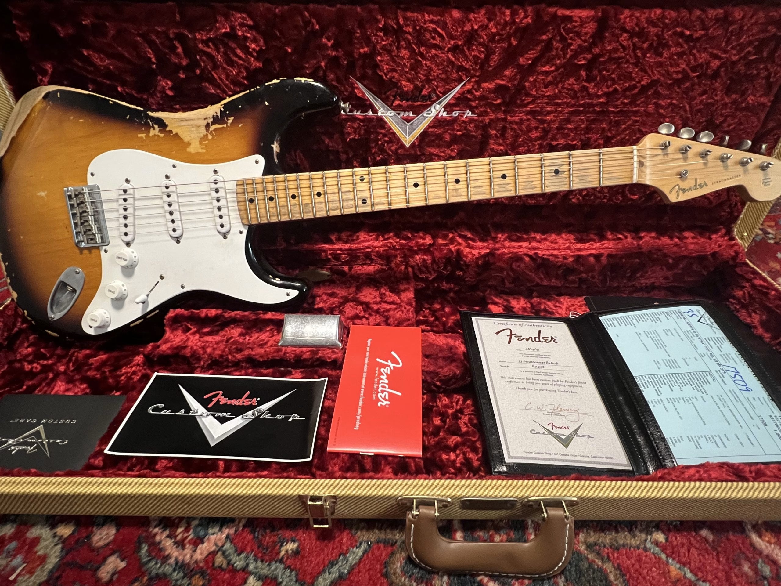 SOLD - 2019 Fender Custom Shop 55 Hardtail Heavy Relic Stratocaster Sunburst