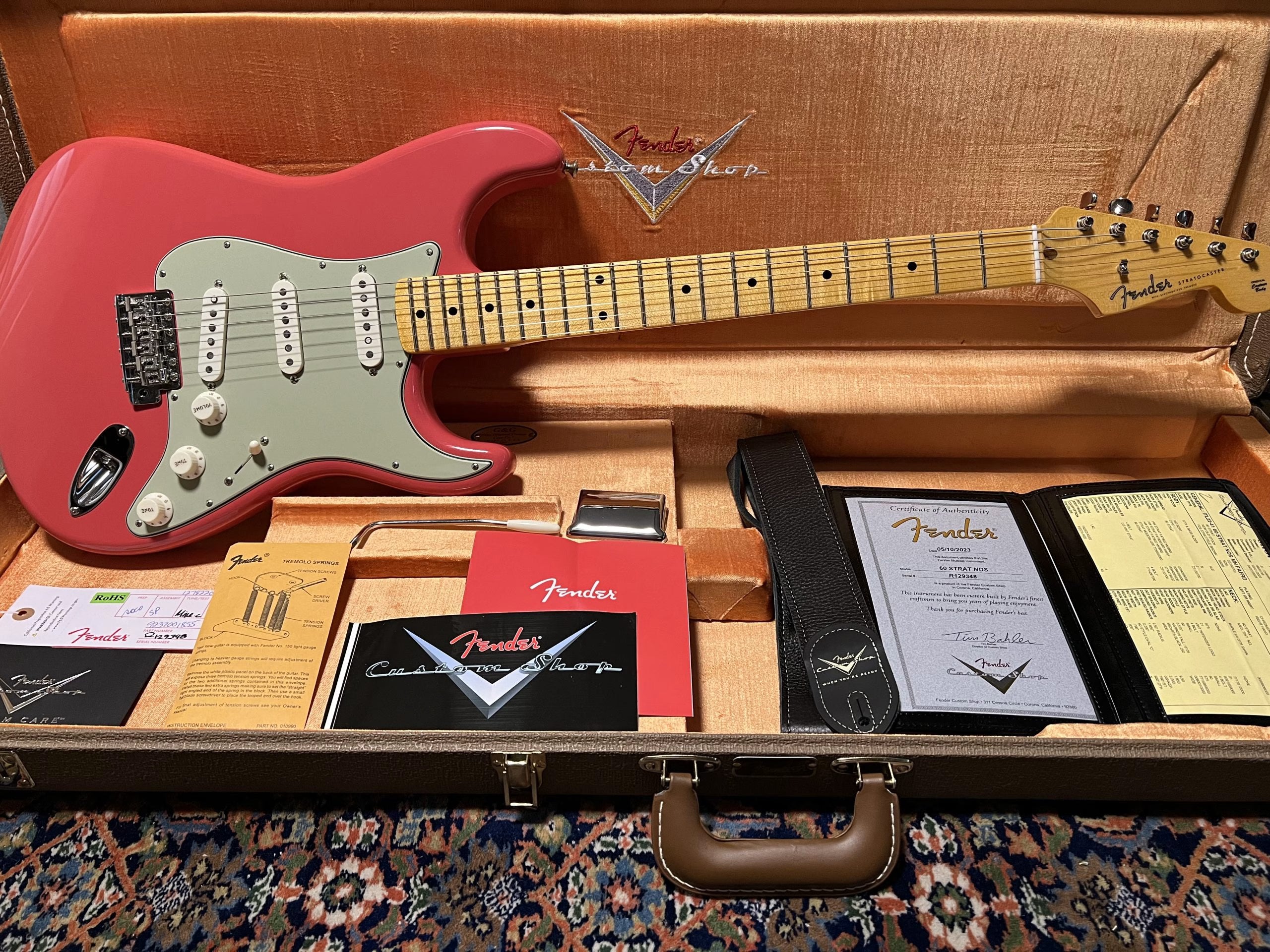 SOLD - 2023 Fender Custom Shop 60 Maple Neck NOS Stratocaster Faded Fiesta Red