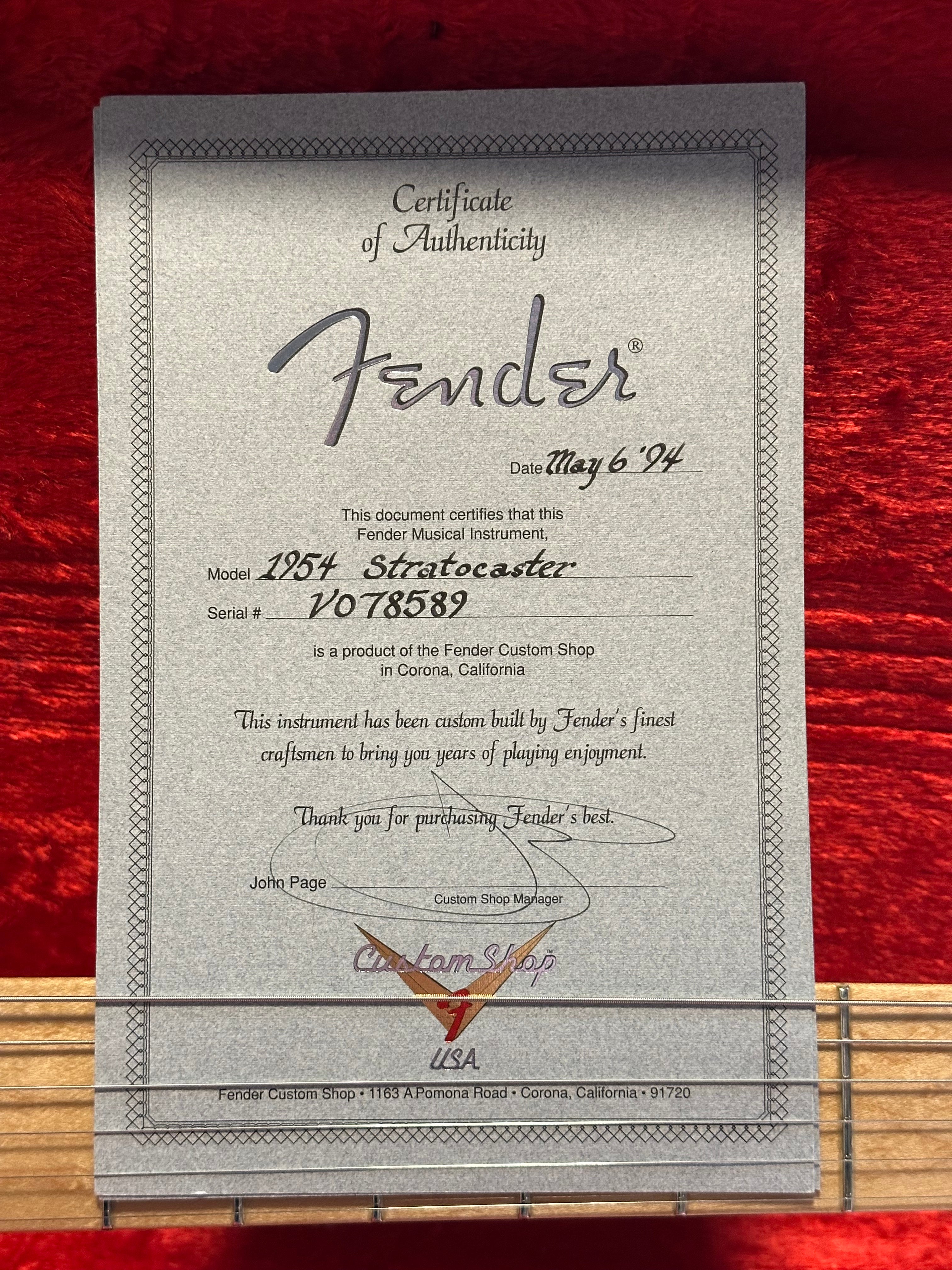 Fender Custom Shop '54 NOS - John Page era - Stratocaster 1994 Blonde