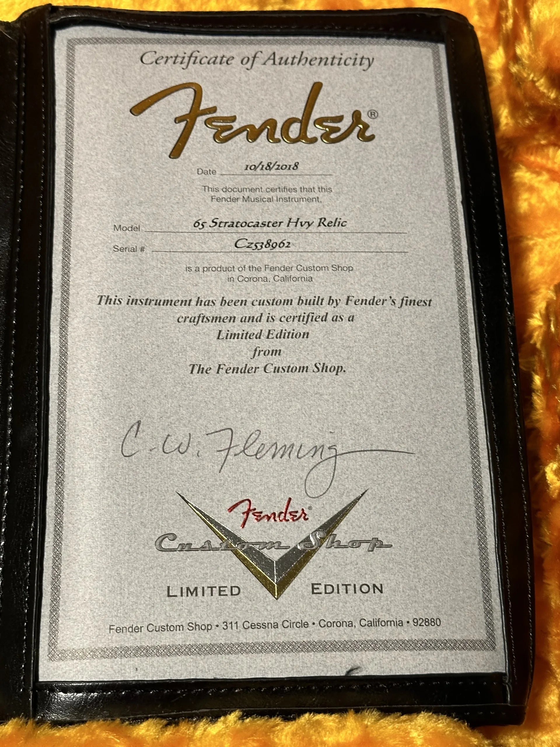 SOLD - 2018 Fender Custom Shop 65 NAMM Ltd Heavy Relic Stratocaster Sonic Blue