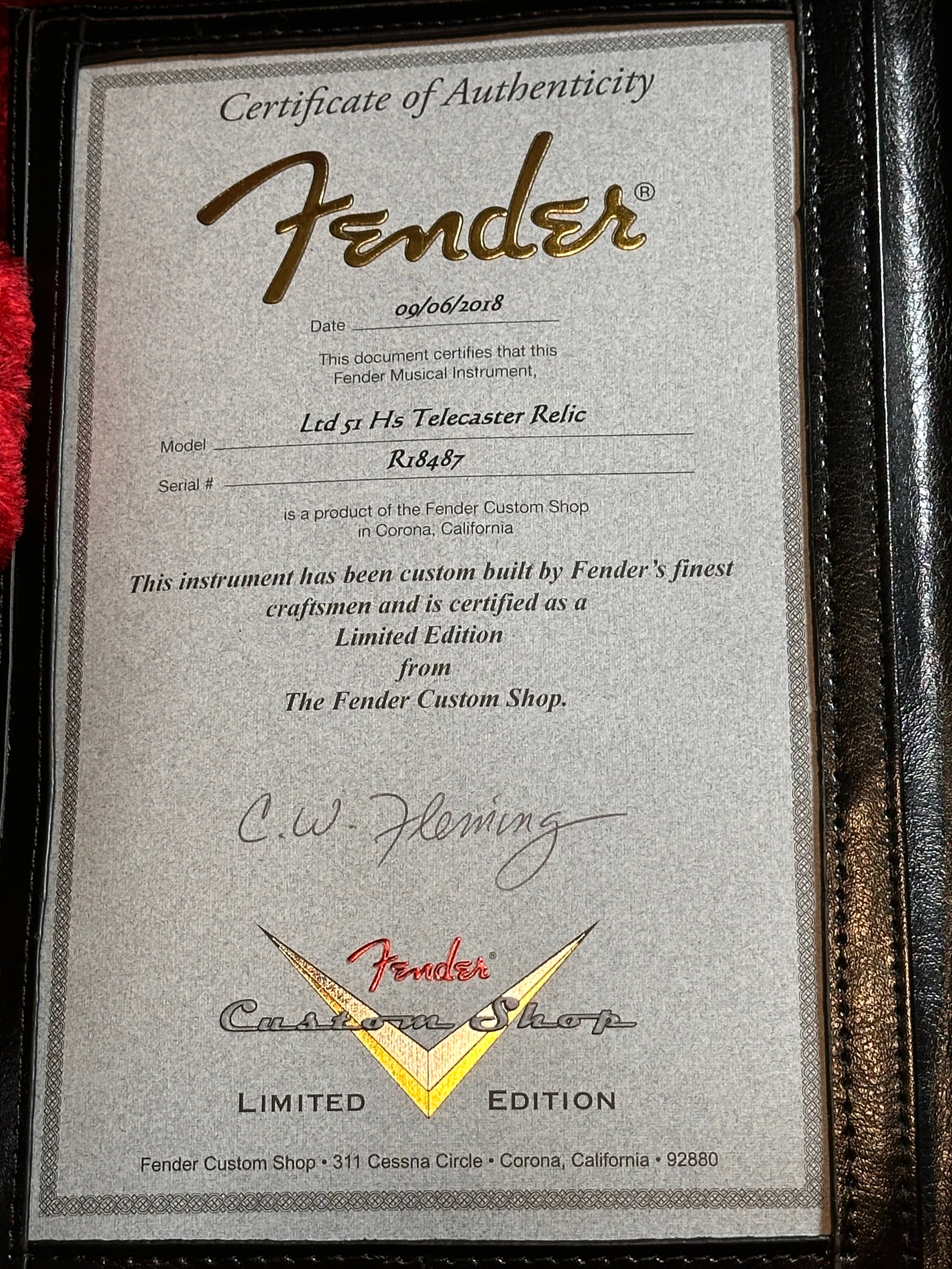 Fender Custom Shop '51 LTD HS Relic Telecaster 2018 Nocaster Blonde