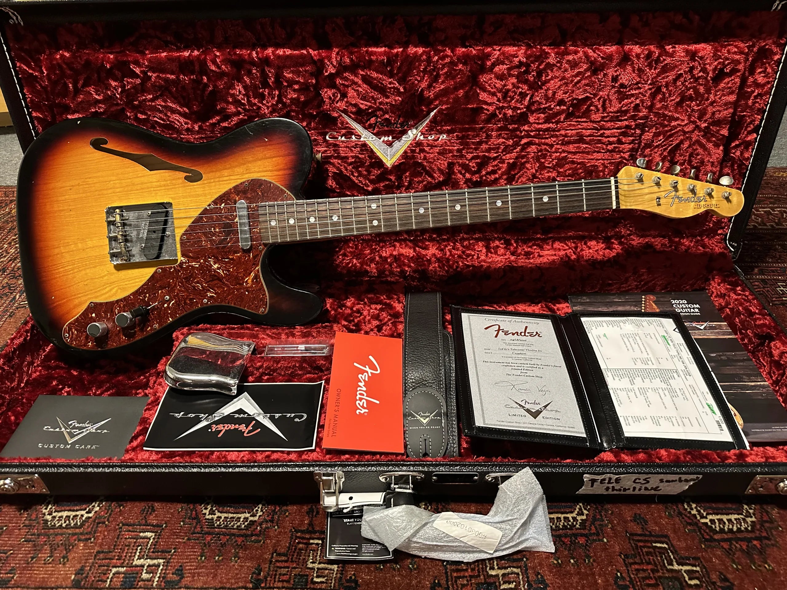 SOLD - 2020 Fender Custom Shop Telecaster Thinline '60s LTD Journeyman Sunburst
