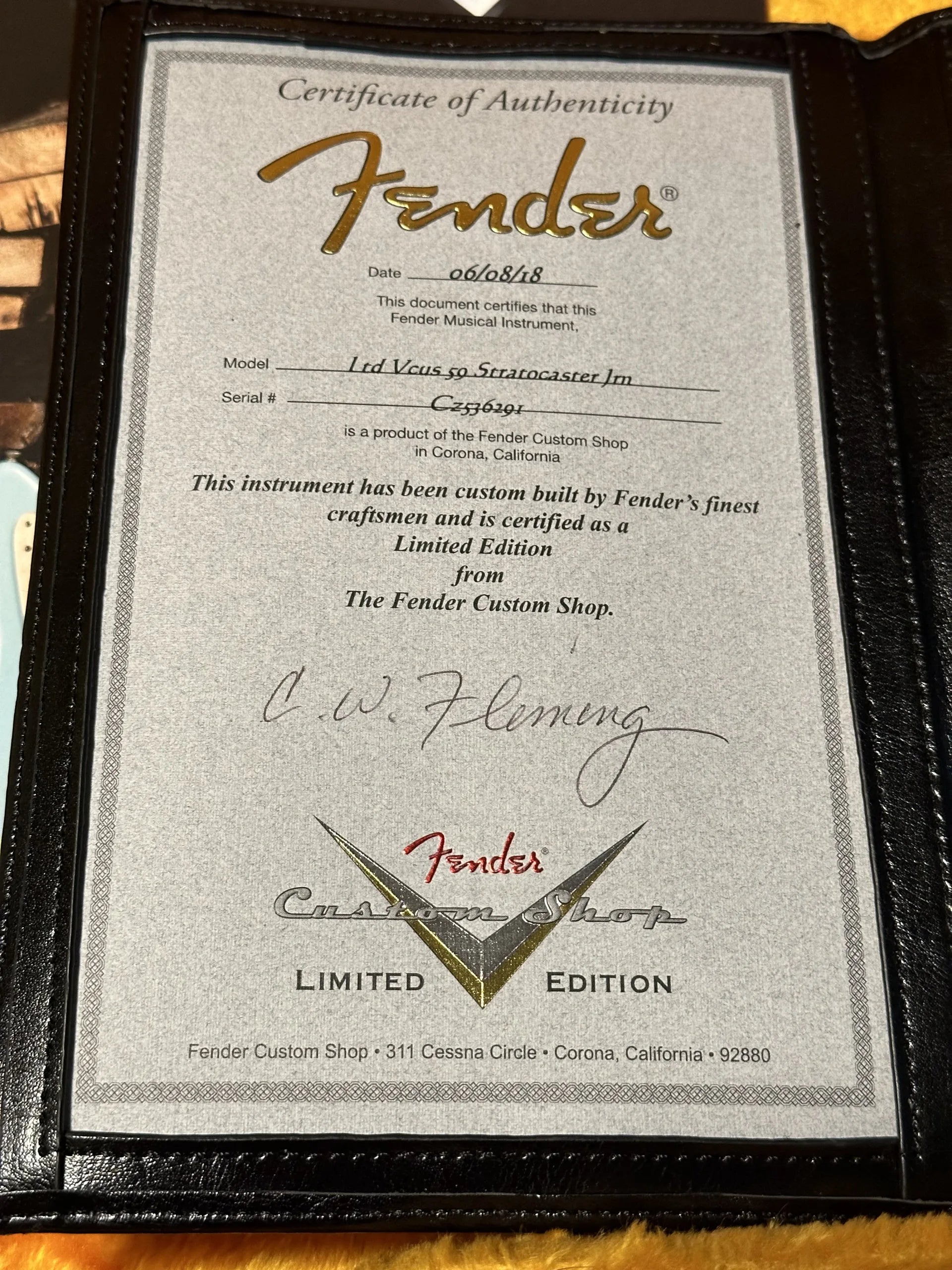 SOLD - 2018 Fender Custom Shop '59 NAMM LTD Vcus Journeyman Stratocaster Olympic White
