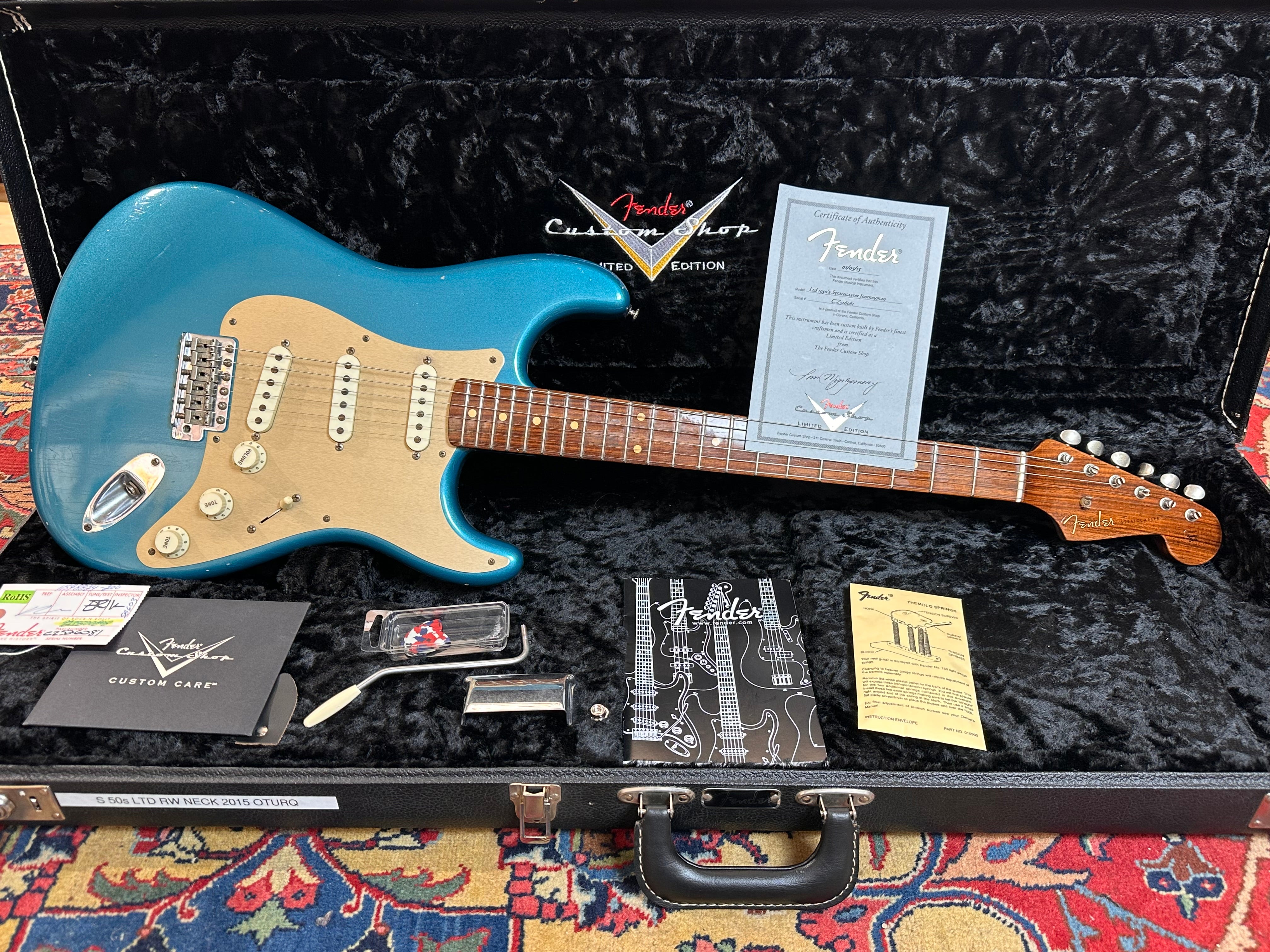 Fender Custom Shop '50s Solid Rosewood Neck Journeyman Stratocaster 2015 Ocean Turquoise
