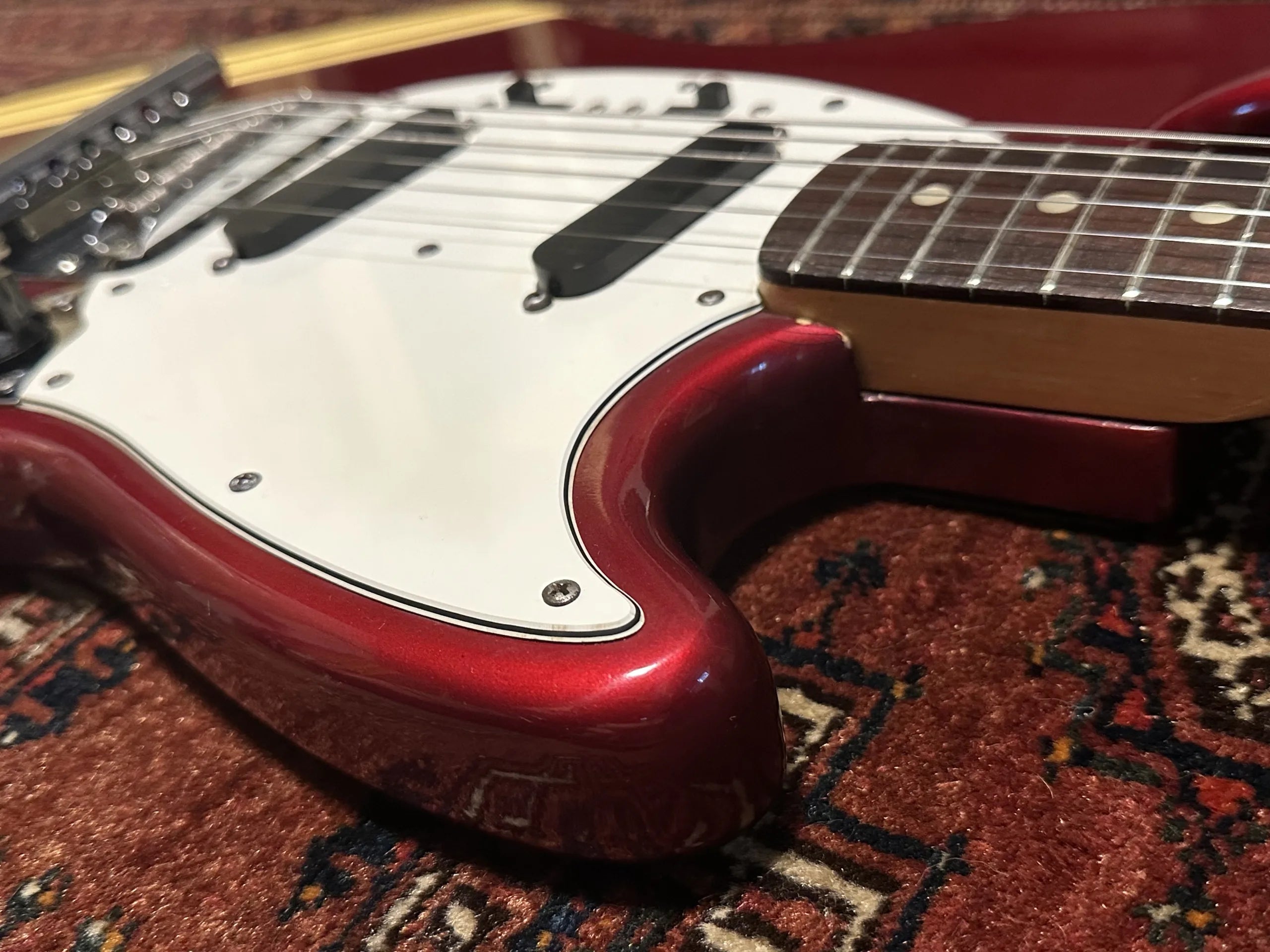 SOLD - 1974 Fender Competition Mustang Candy Apple Red