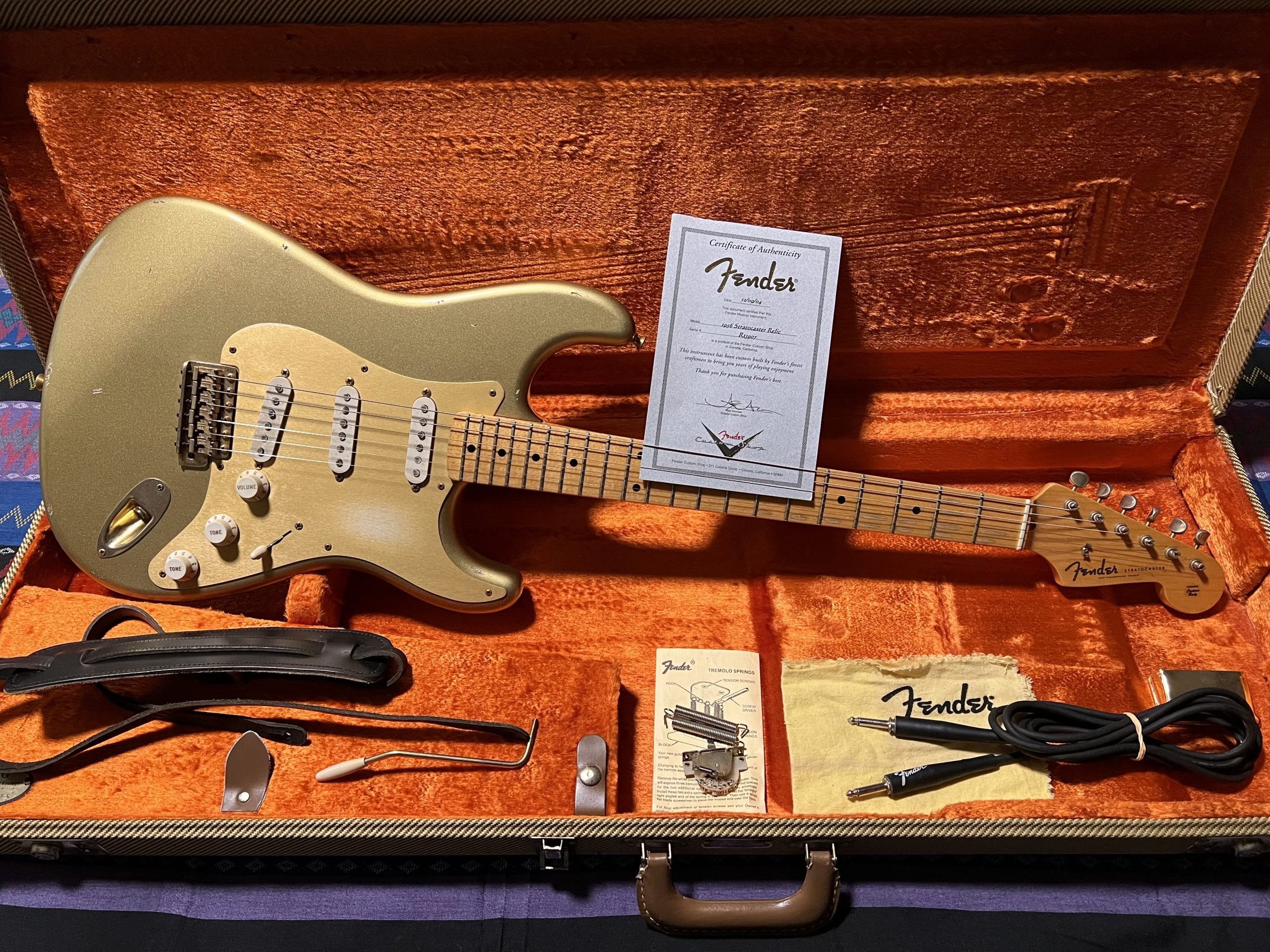 SOLD - 2004 Custom Shop 50th Anniversary 56 Limited Relic Stratocaster Aztec Gold