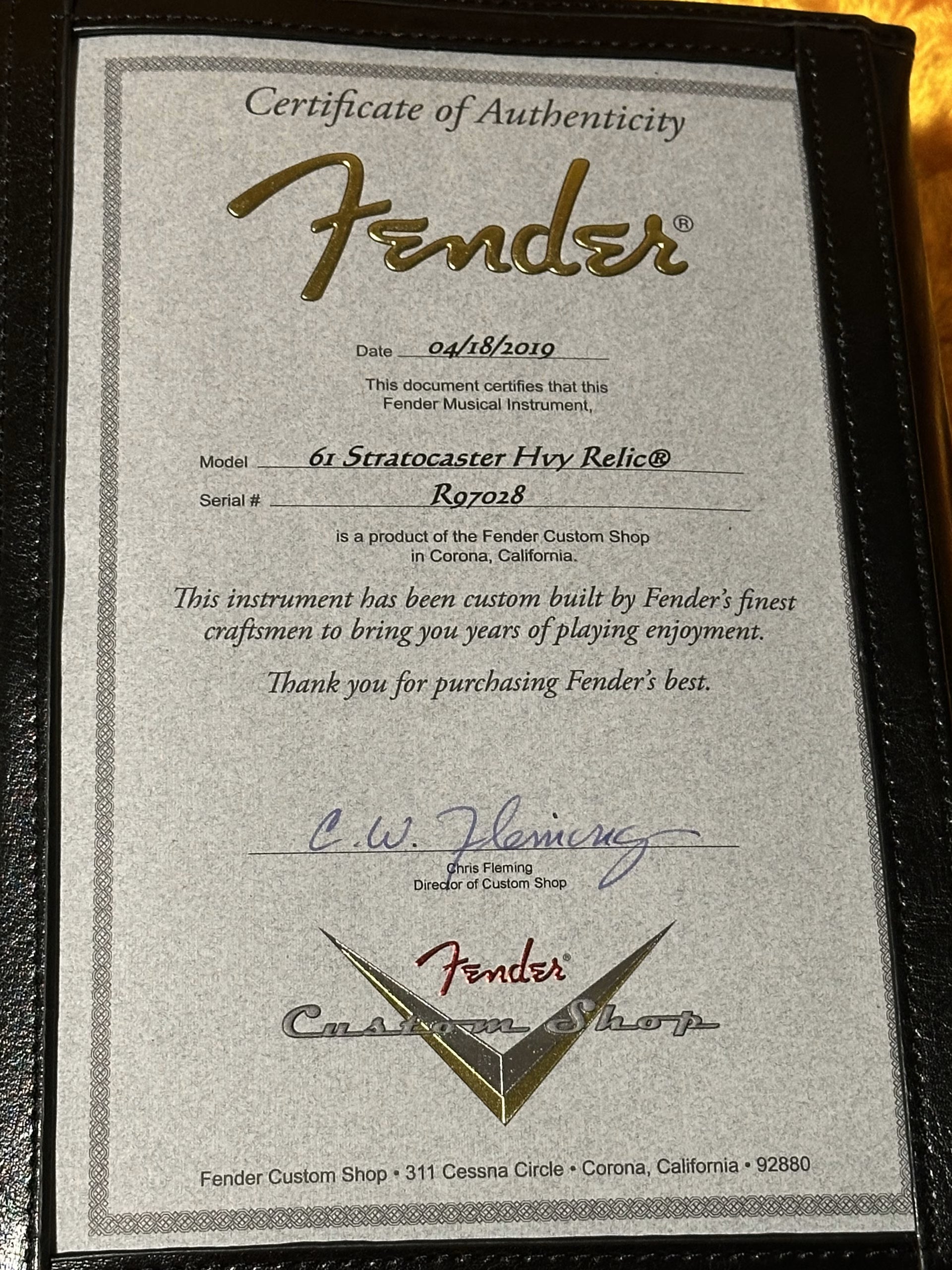 SOLD - 2019 Fender Custom Shop '61 Heavy Relic Stratocaster Olympic White