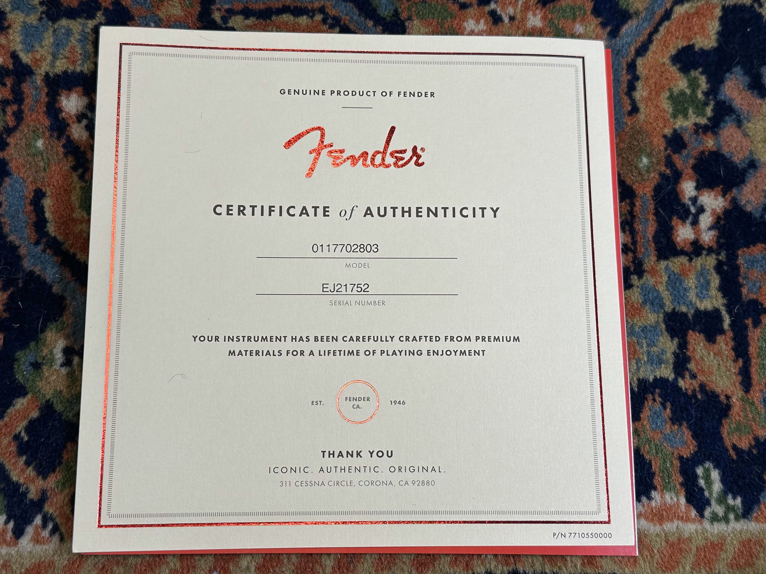 SOLD - 2019 Fender Eric Johnson Signature Stratocaster Sunburst