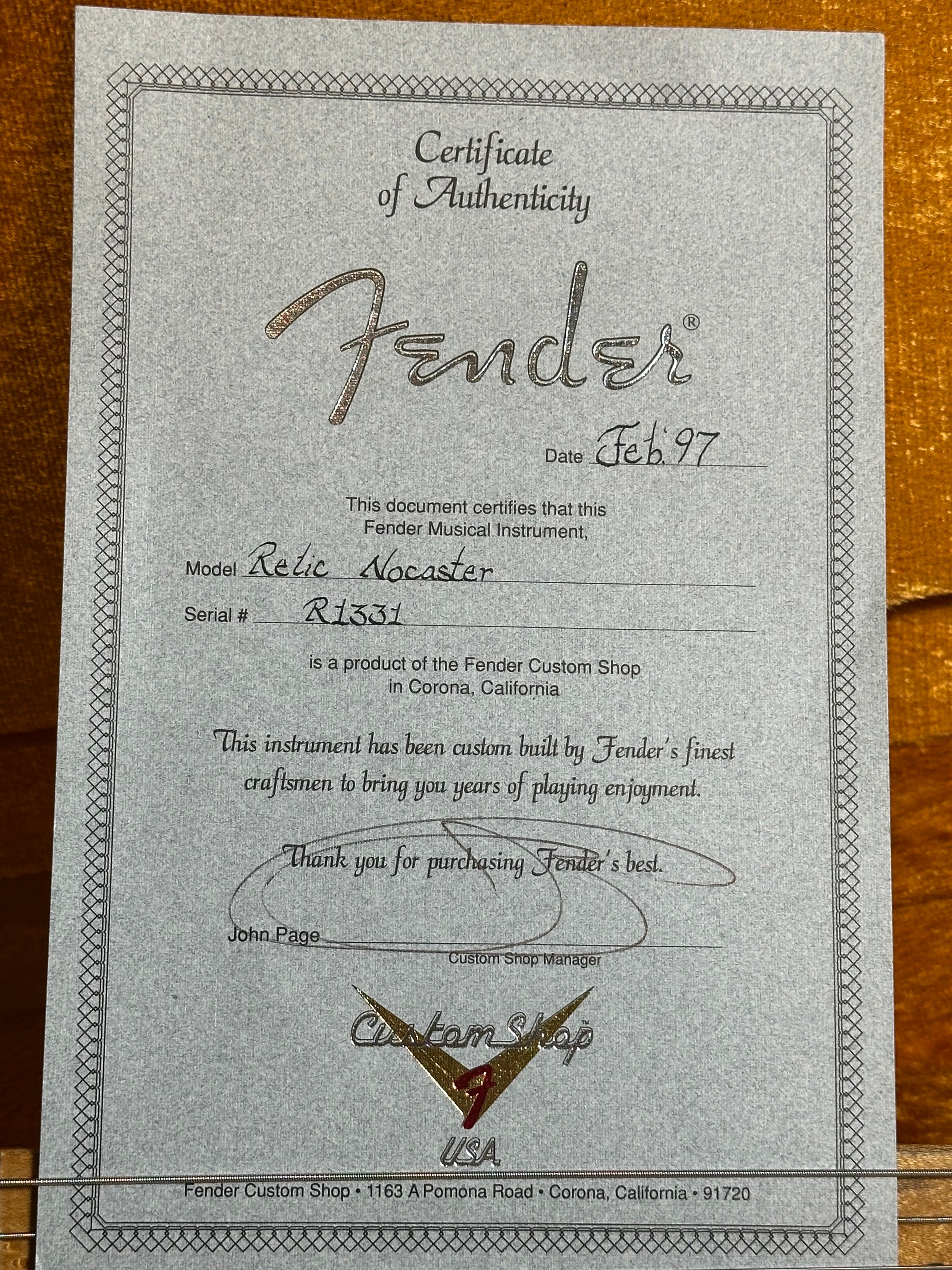 SOLD – 1997 Fender Custom Shop ’51 Cunetto Relic Nocaster Blonde