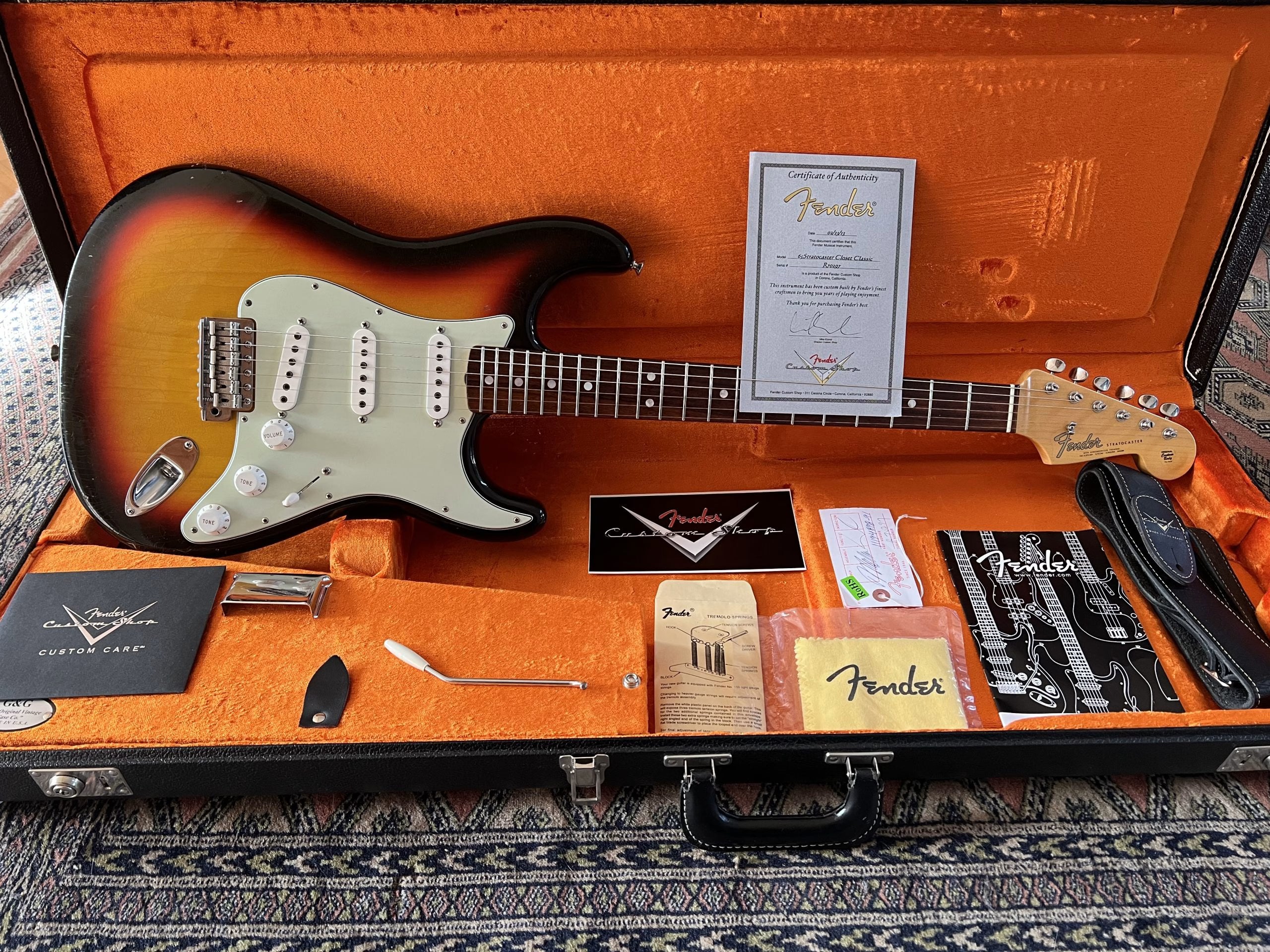 SOLD - 2013 Custom Shop 65 Stratocaster Closet Classic 3 Tone Sunburst