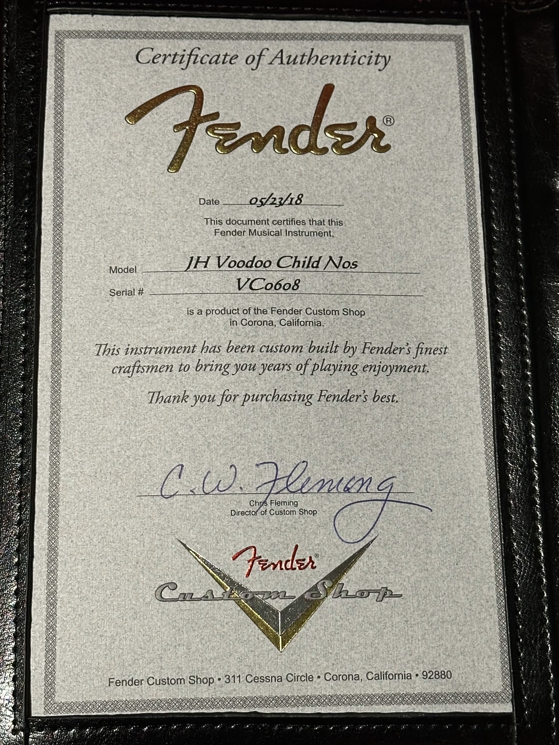 SOLD - 2018 Fender Custom Shop Voodoo Child Hendrix Signature NOS Stratocaster Olympic White