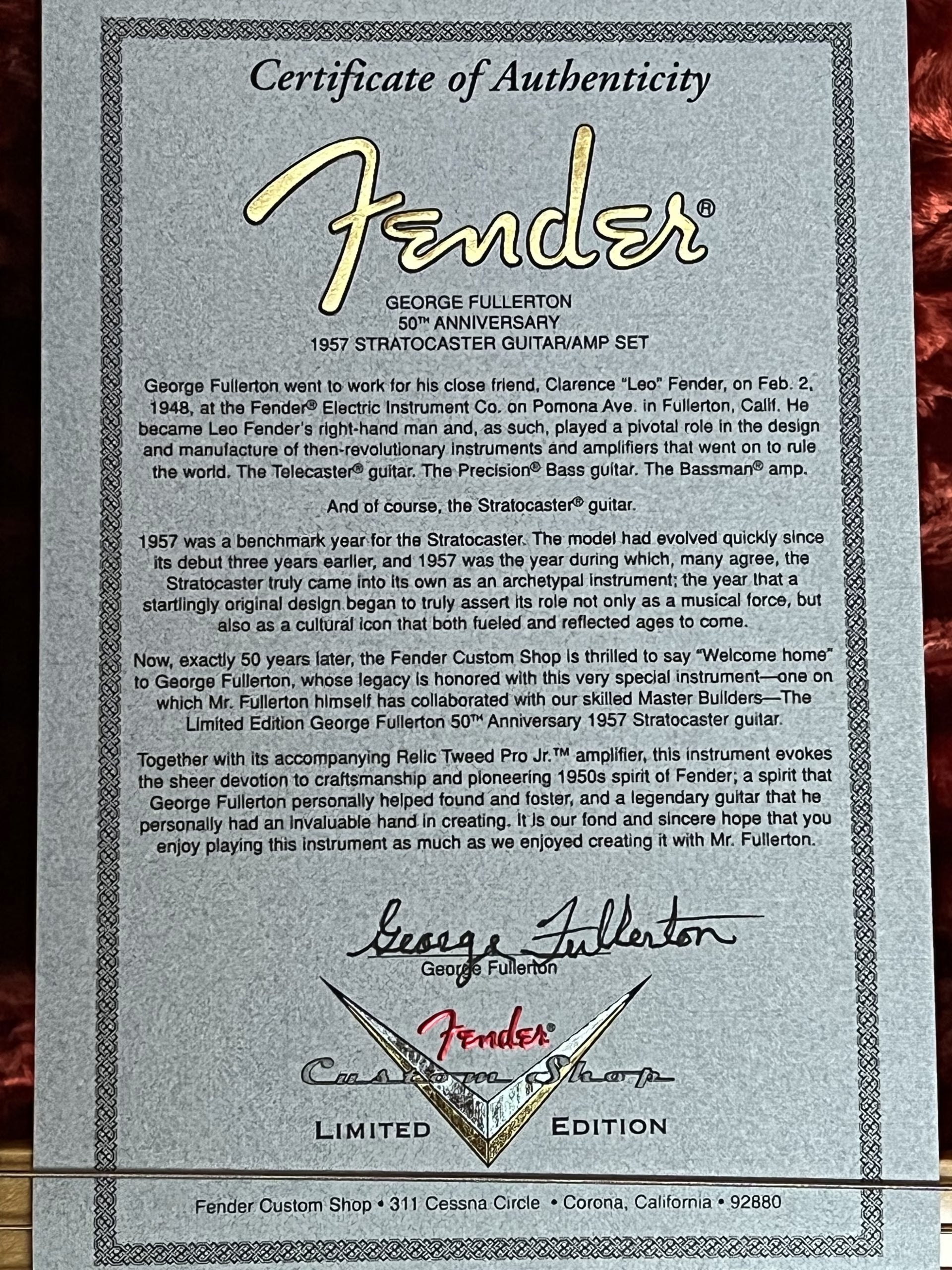 SOLD - 2007 Fender Custom Shop 57 Masterbuilt Stratocaster 50th anniversary by Jason Smith Sunburst