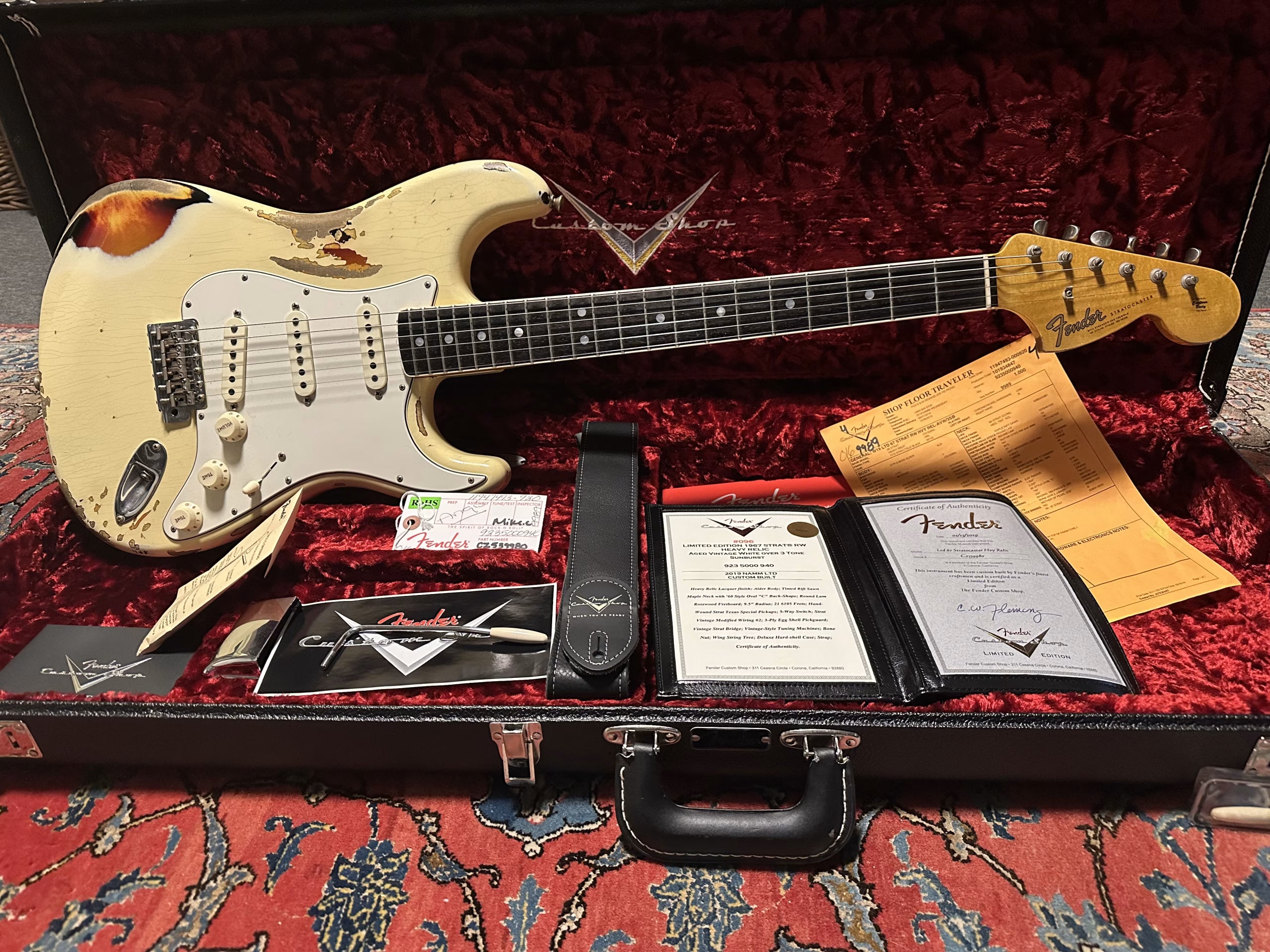 SOLD - Fender Custom Shop '67 LTD NAMM Heavy Relic Stratocaster 2019 Vintage White over Sunburst