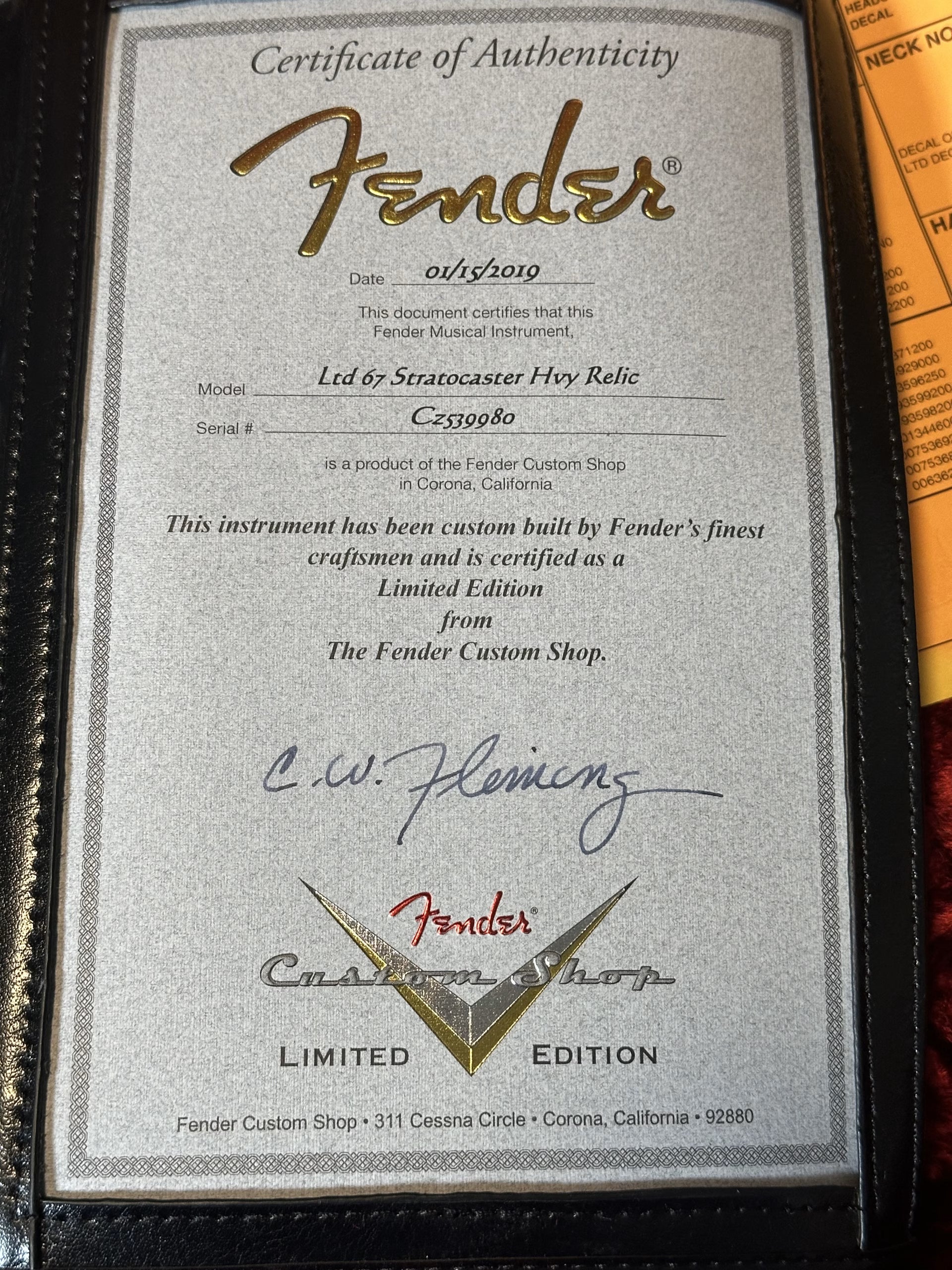 SOLD - Fender Custom Shop '67 LTD NAMM Heavy Relic Stratocaster 2019 Vintage White over Sunburst